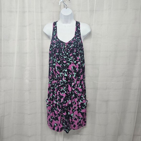 Jessica Simpson Blue Purple Sleeveless Dress Abstract Sporty Ruffle Zip 6 - Picture 1 of 14